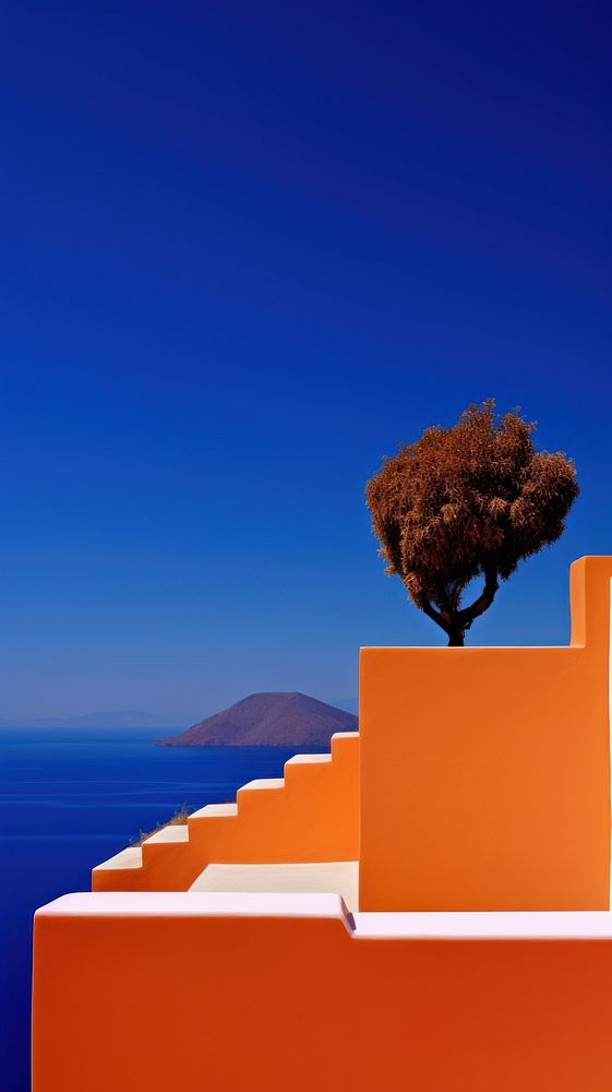 High contrast Greece architecture landscape outdoors.