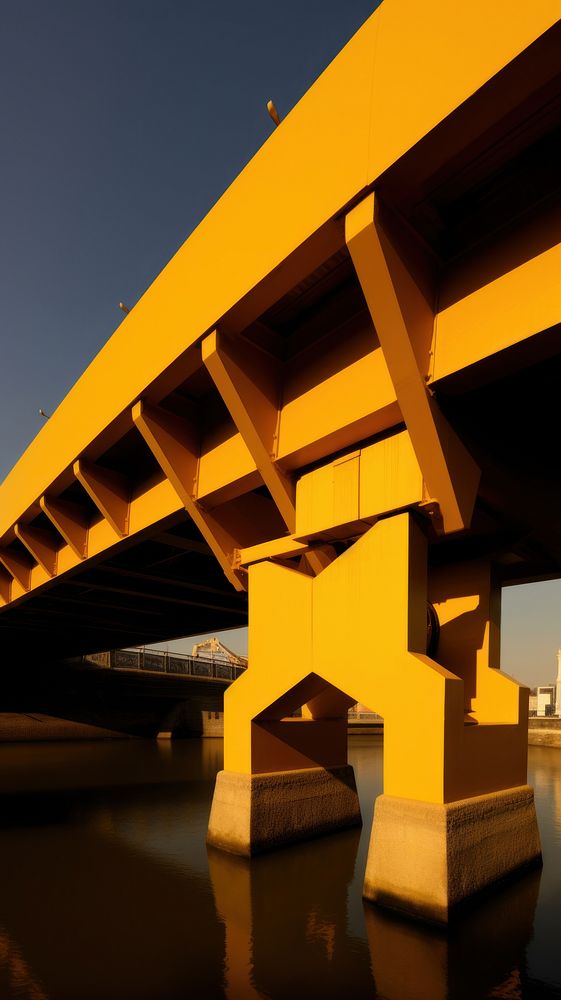 High contrast London bridge overpass yellow architecture.