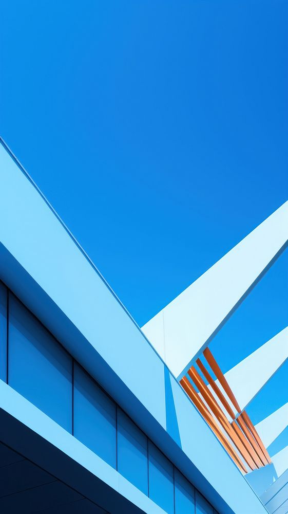 High contrast Modern architecture building outdoors blue.