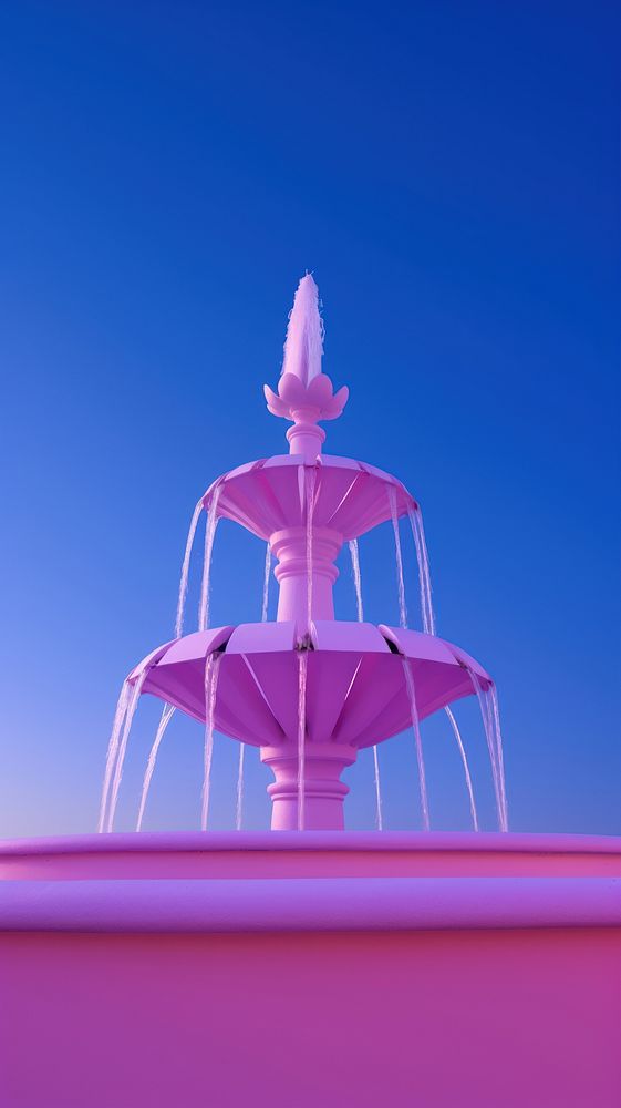 High contrast pink Fountain fountain blue architecture.