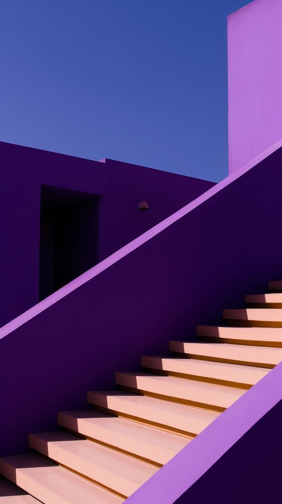 High contrast purple stair architecture staircase building.
