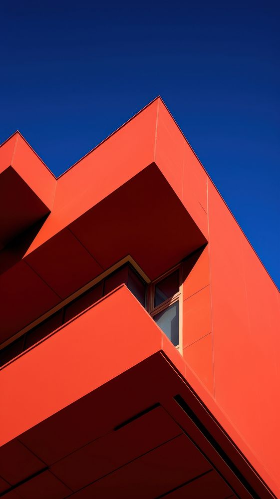 High contrast red building architecture outdoors sky.