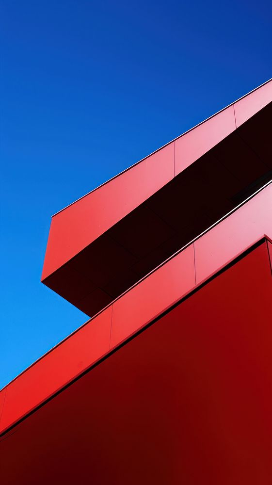 High contrast red building architecture outdoors sky.