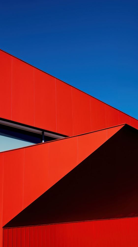 High contrast red Facade architecture building outdoors.