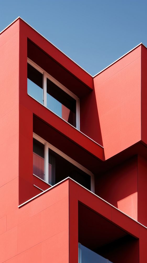 High contrast red Facade architecture building facade.