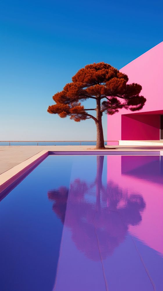 High contrast swimming pool architecture building outdoors.