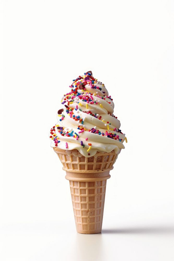 Condo icecream cone dessert food white background.