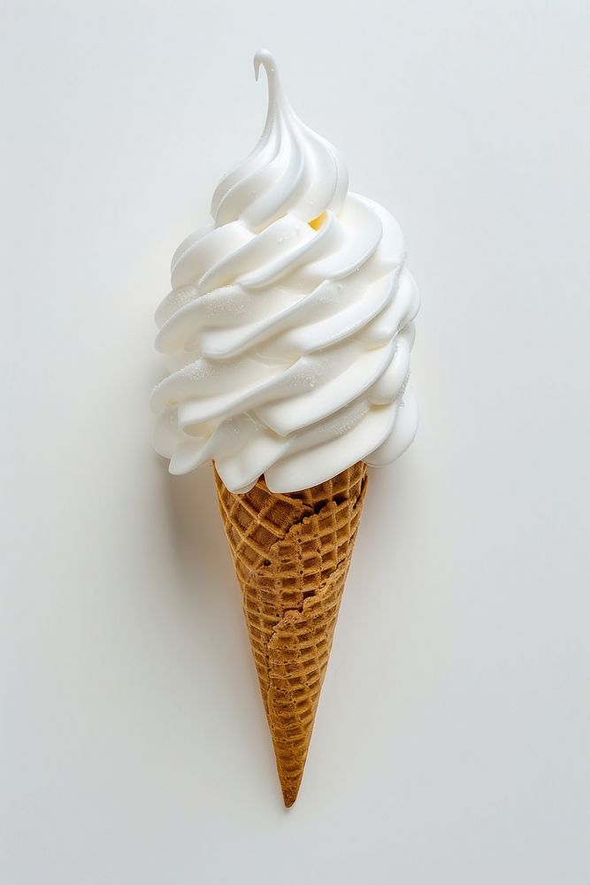 Long icec ream cone dessert white food.
