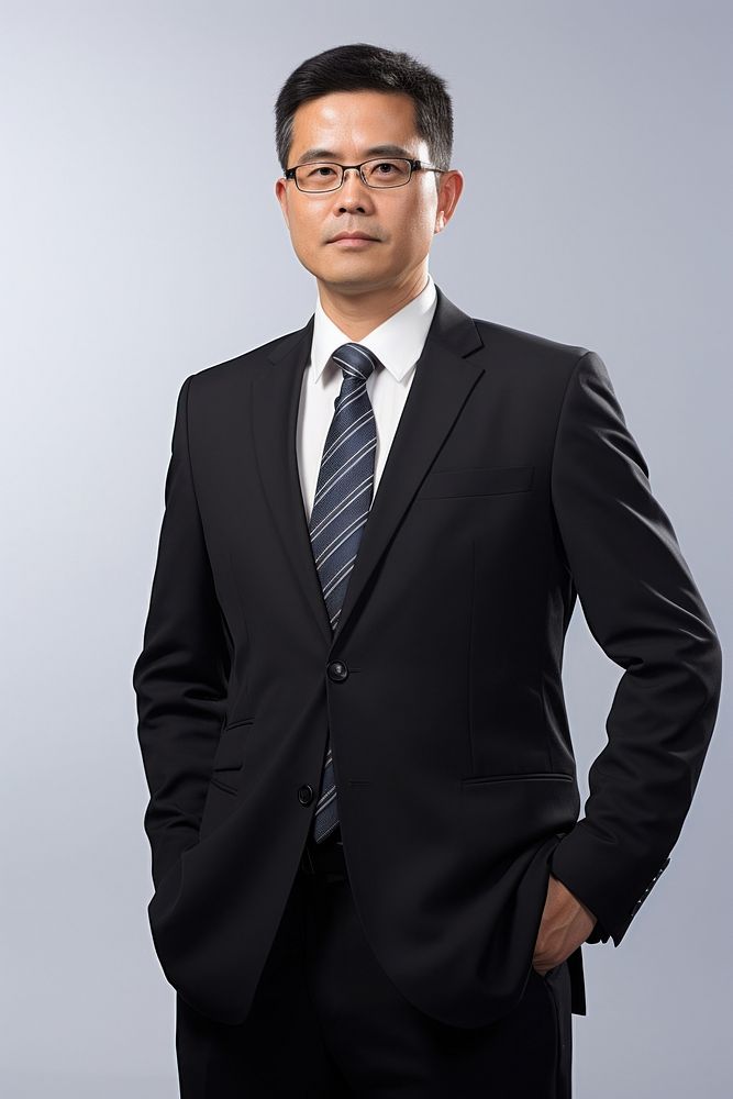 Chinese business man portrait tuxedo blazer.