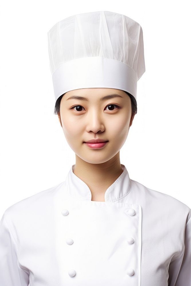 Chinese chef woman white happiness portrait.