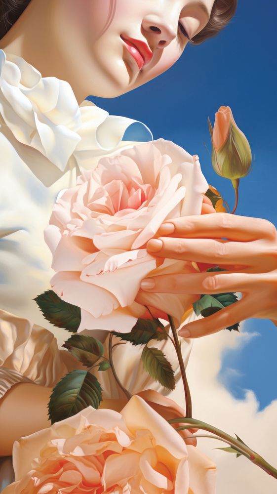 Rose holding flower petal.