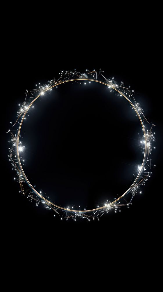 Circle light frame jewelry night black background.