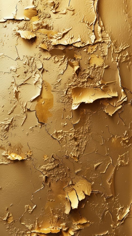 Gold abstract pattern with some paint on it rough wall deterioration.