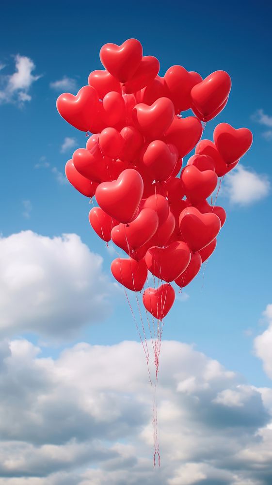 Heart-shaped balloons celebration aircraft outdoors.