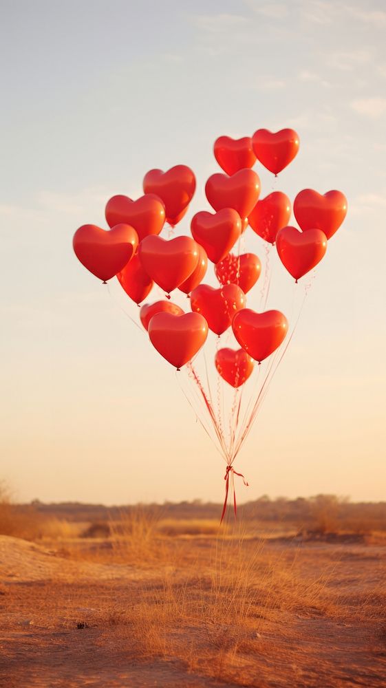 Heart-shaped balloons love tranquility celebration.