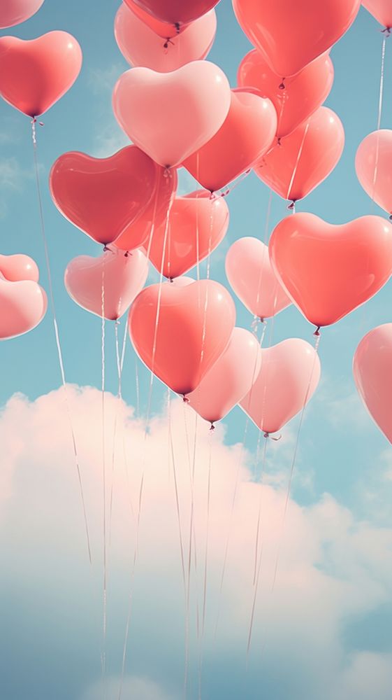 Heart-shaped balloons love backgrounds celebration.