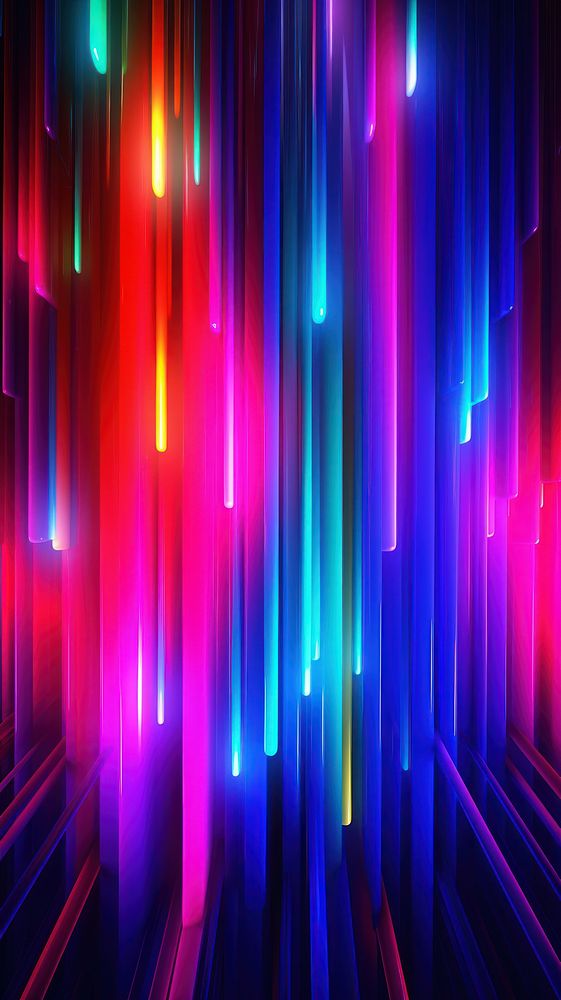 Abstract neon lines wallpaper room purple light illuminated.