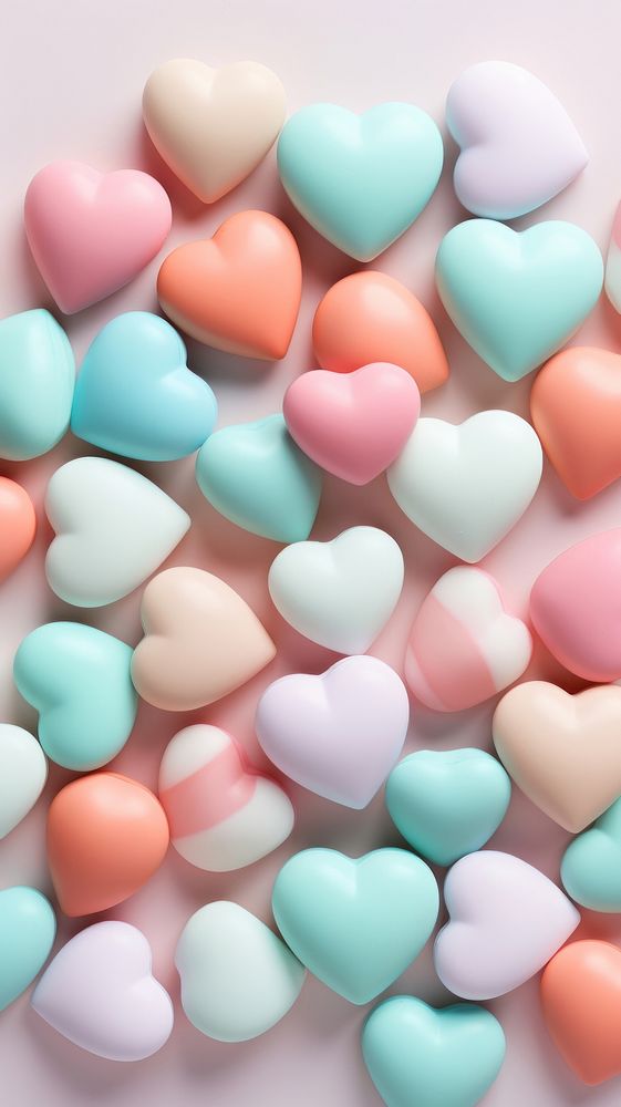 Aesthetic hearts wallpaper confectionery backgrounds candy.