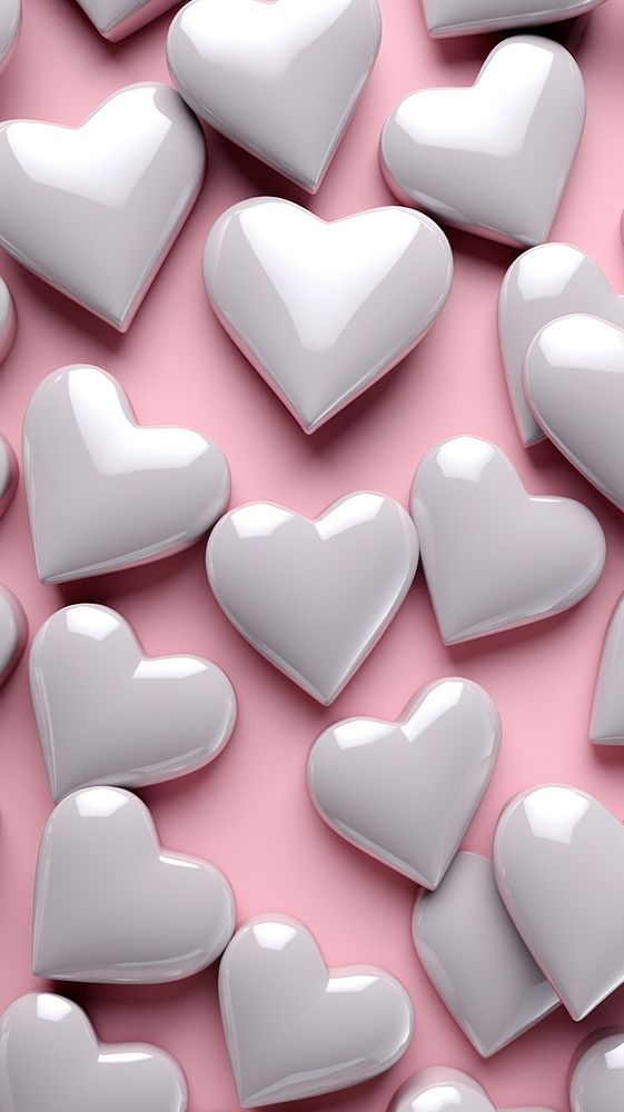 3D solid hearts pattern confectionery backgrounds.