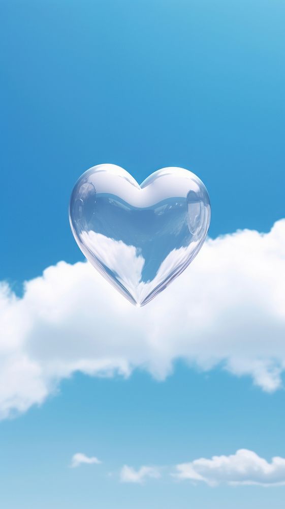 A heart made of glass sky transparent cloudscape.