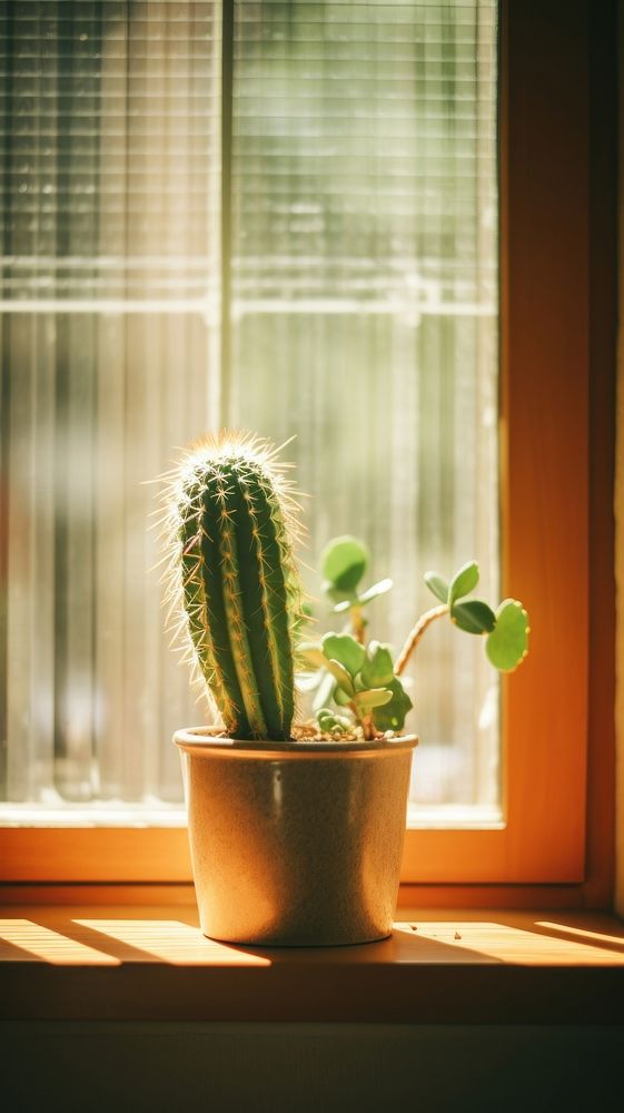 Window windowsill cactus nature.