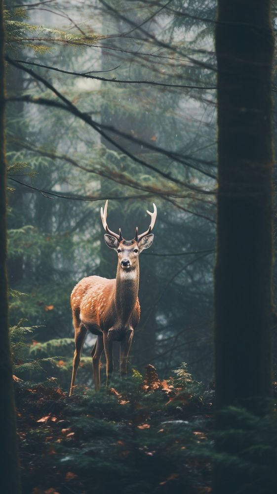 Deer wildlife outdoors woodland.