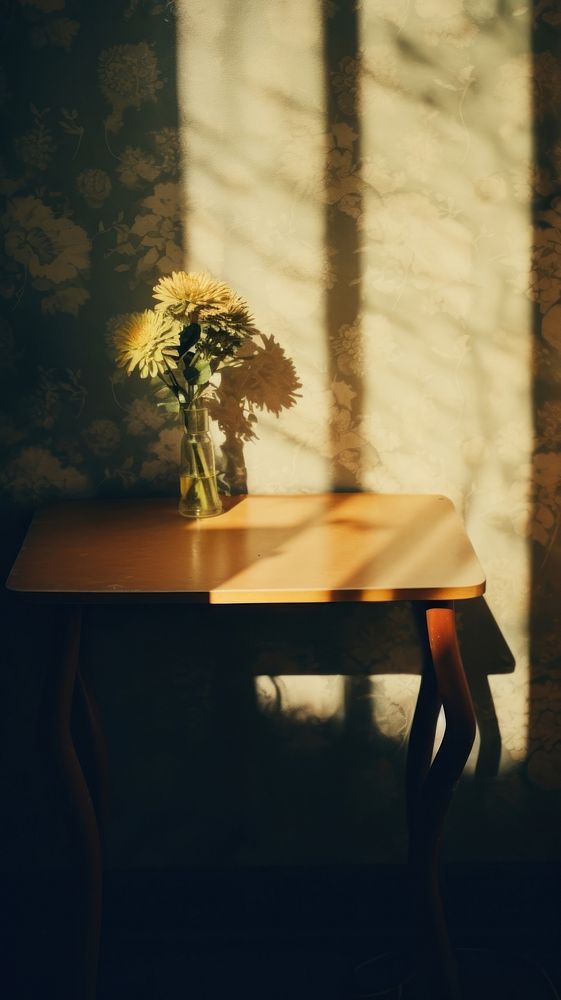 Table furniture shadow flower.