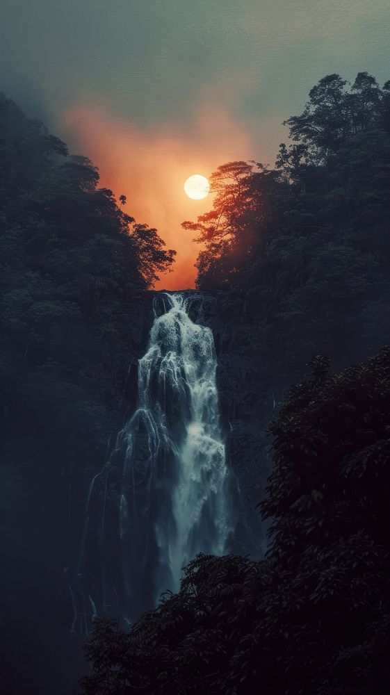 Waterfall nature outdoors forest.