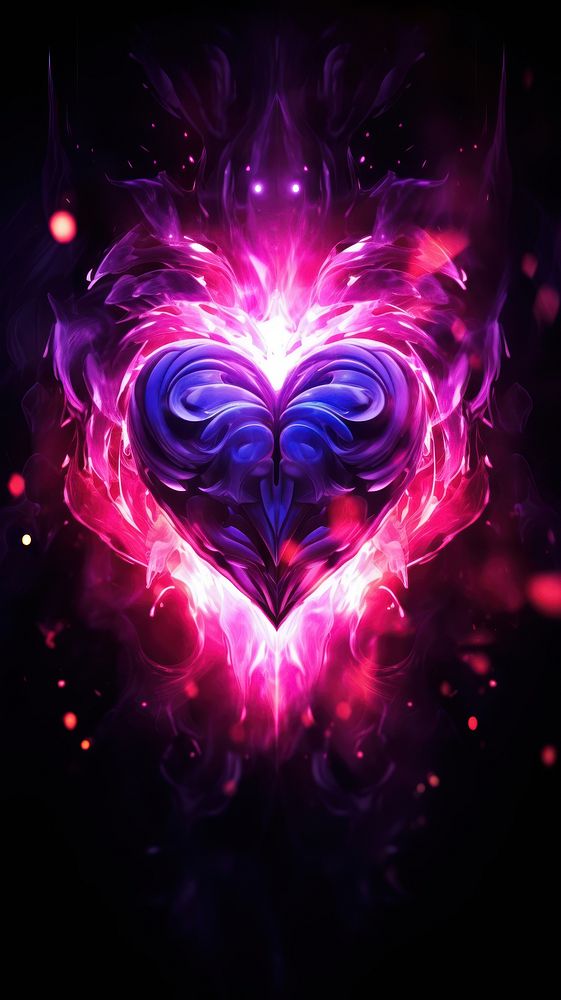 Heart Electric lighting effect abstract pattern purple.