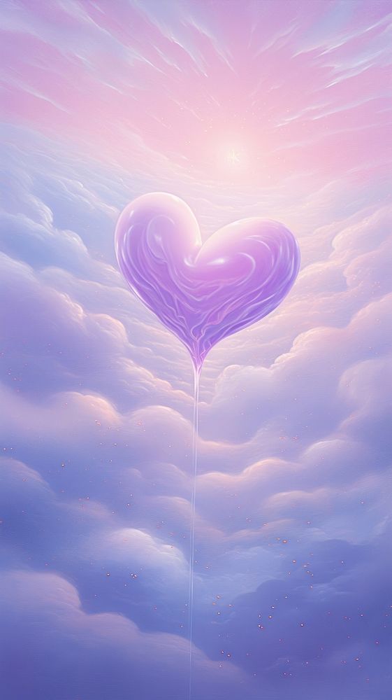 A pastel purple heart balloon tranquility backgrounds.
