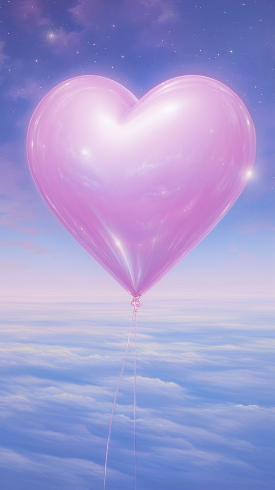 A pastel pink heart balloon purple tranquility.