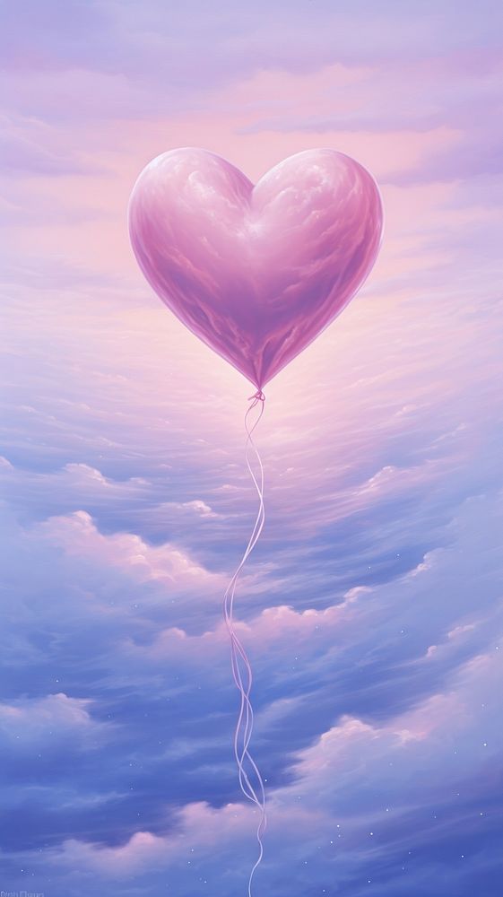 A pastel pink heart balloon purple tranquility.
