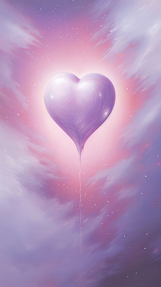A pastel red heart purple space abstract.