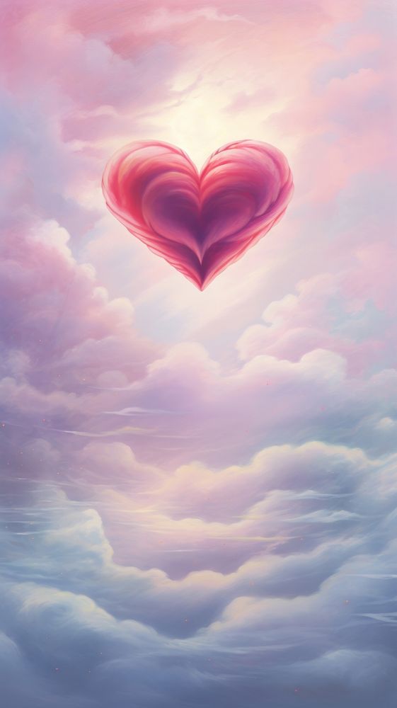 A pastel red heart tranquility backgrounds cloudscape.