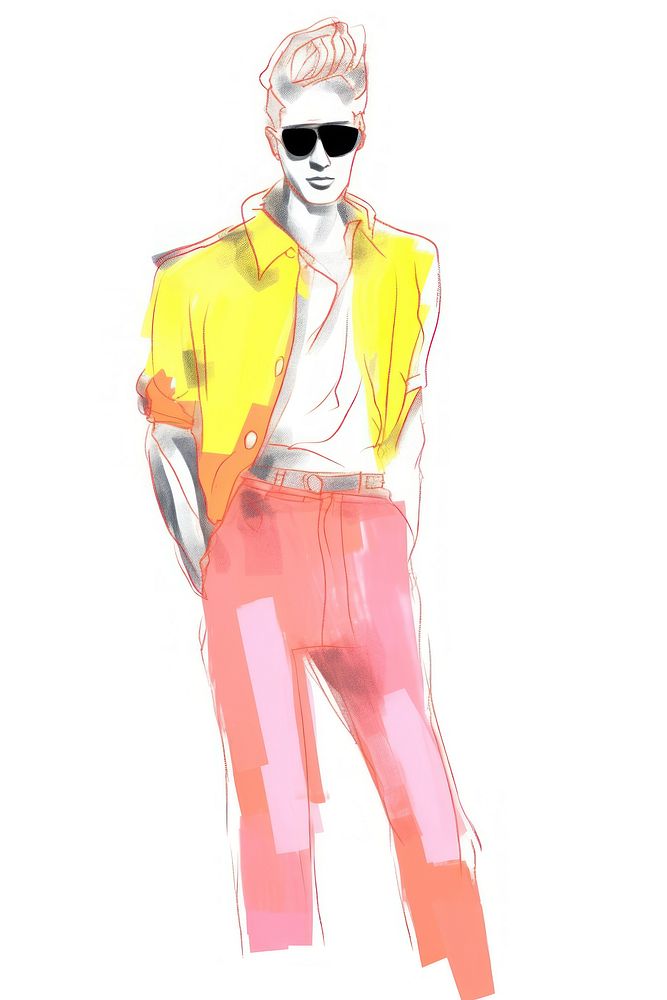 Man fashion model in the style of minimalist illustrator drawing sketch adult.