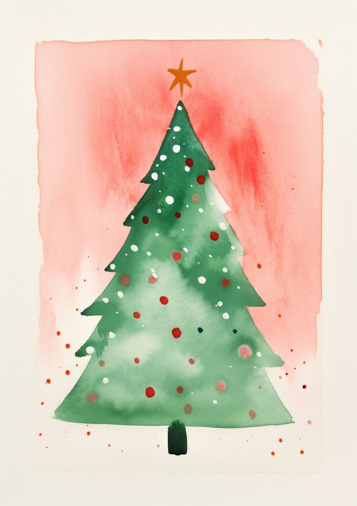 Risograph printing illustration minimal of a Christmas tree christmas paper art.