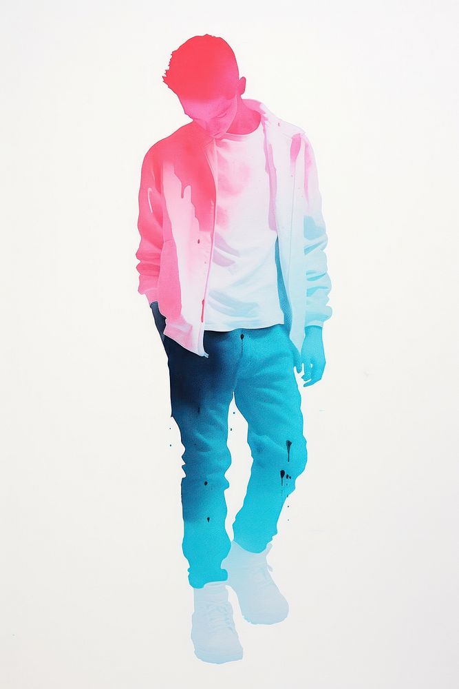 Simple abstract Risograph printing illustration minimal of a man fashion model sweatshirt sleeve adult.