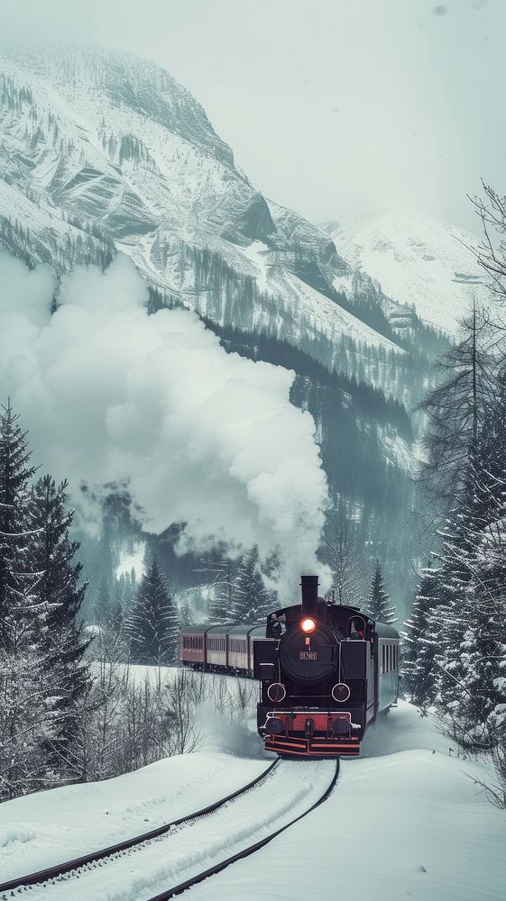 Nature train snow locomotive.
