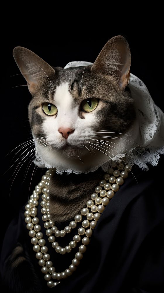 Animal pearl necklace portrait.