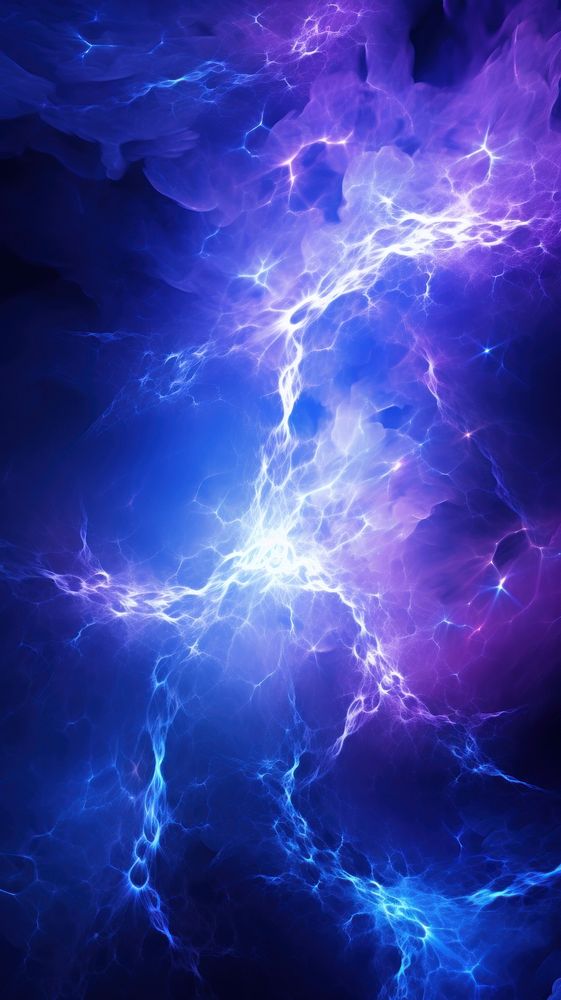 Blue and purple lightning bolt thunderstorm abstract outdoors.