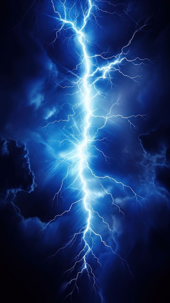 Blue lightning bolt thunderstorm abstract outdoors.