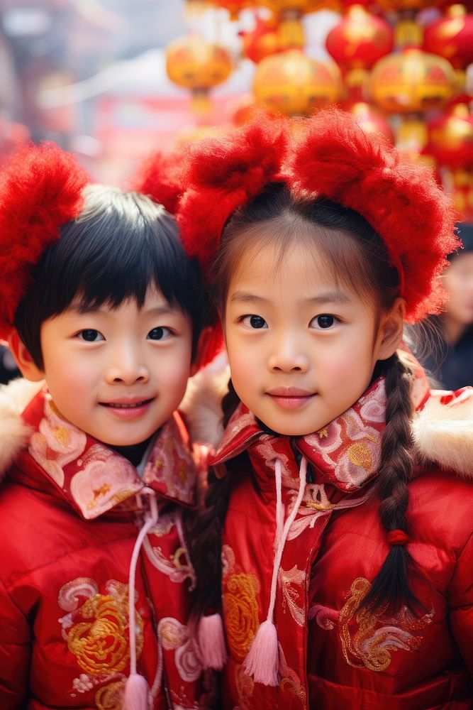 Chinese kids festival portrait costume.
