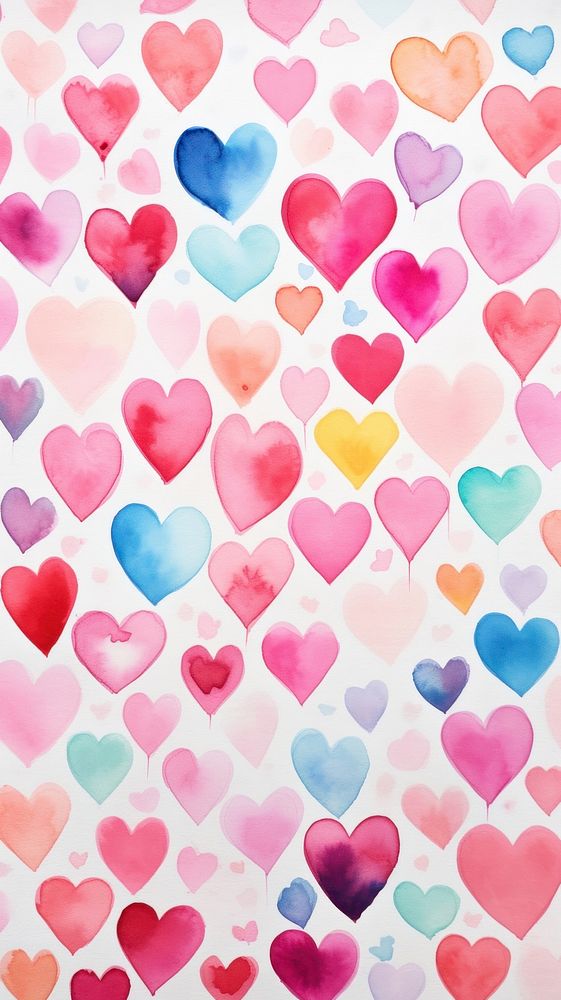 Watercolor of hearts pattern petal backgrounds.
