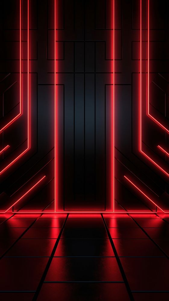 Wall with neon red lights architecture illuminated backgrounds.
