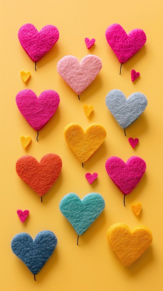 Wallpaper of felt heart confectionery celebration creativity.