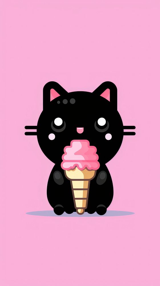 Kawaii black cat dessert cream food.