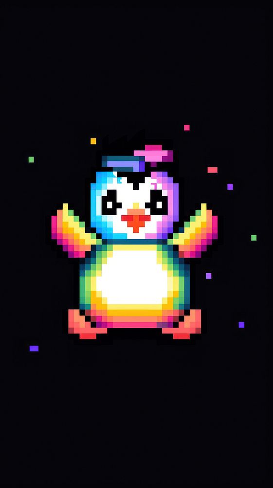 Kawaii penguin representation illuminated creativity.