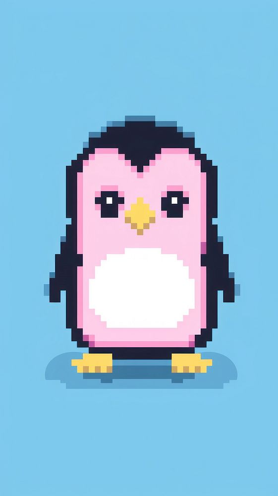 Kawaii penguin bird art pixelated.