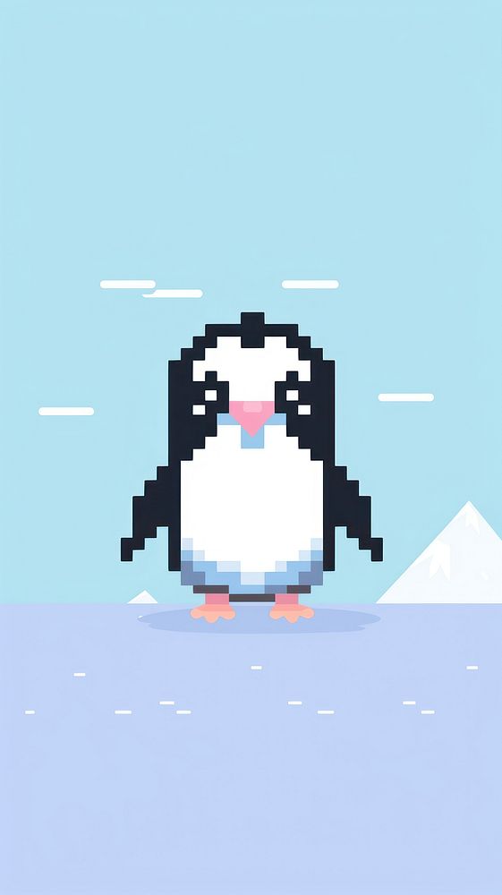 Kawaii penguin bird snow outdoors.