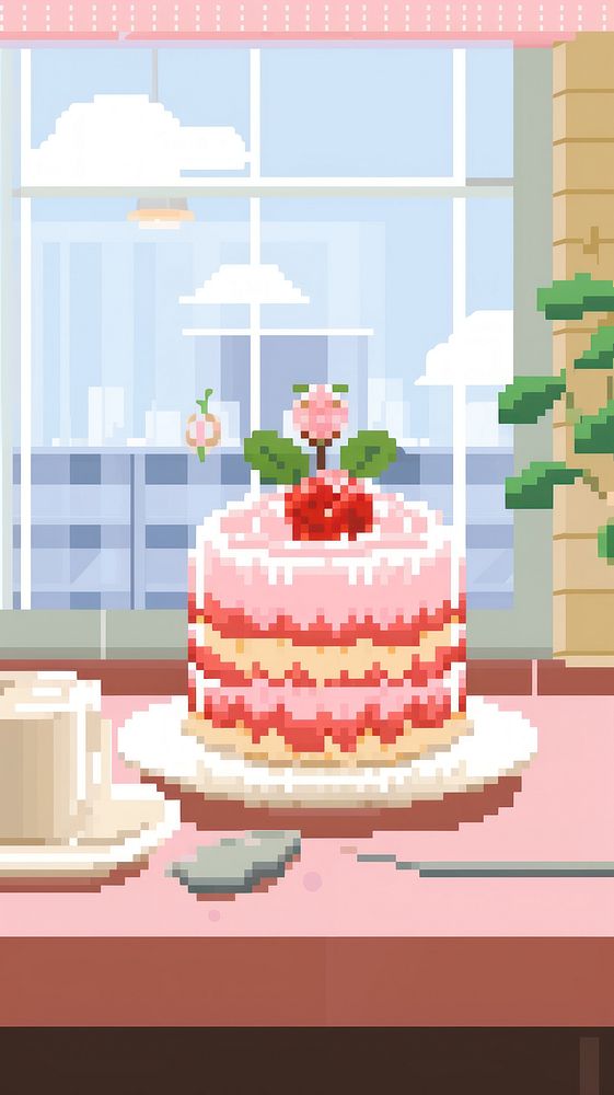 Kawaii strawberry cake dessert food celebration.